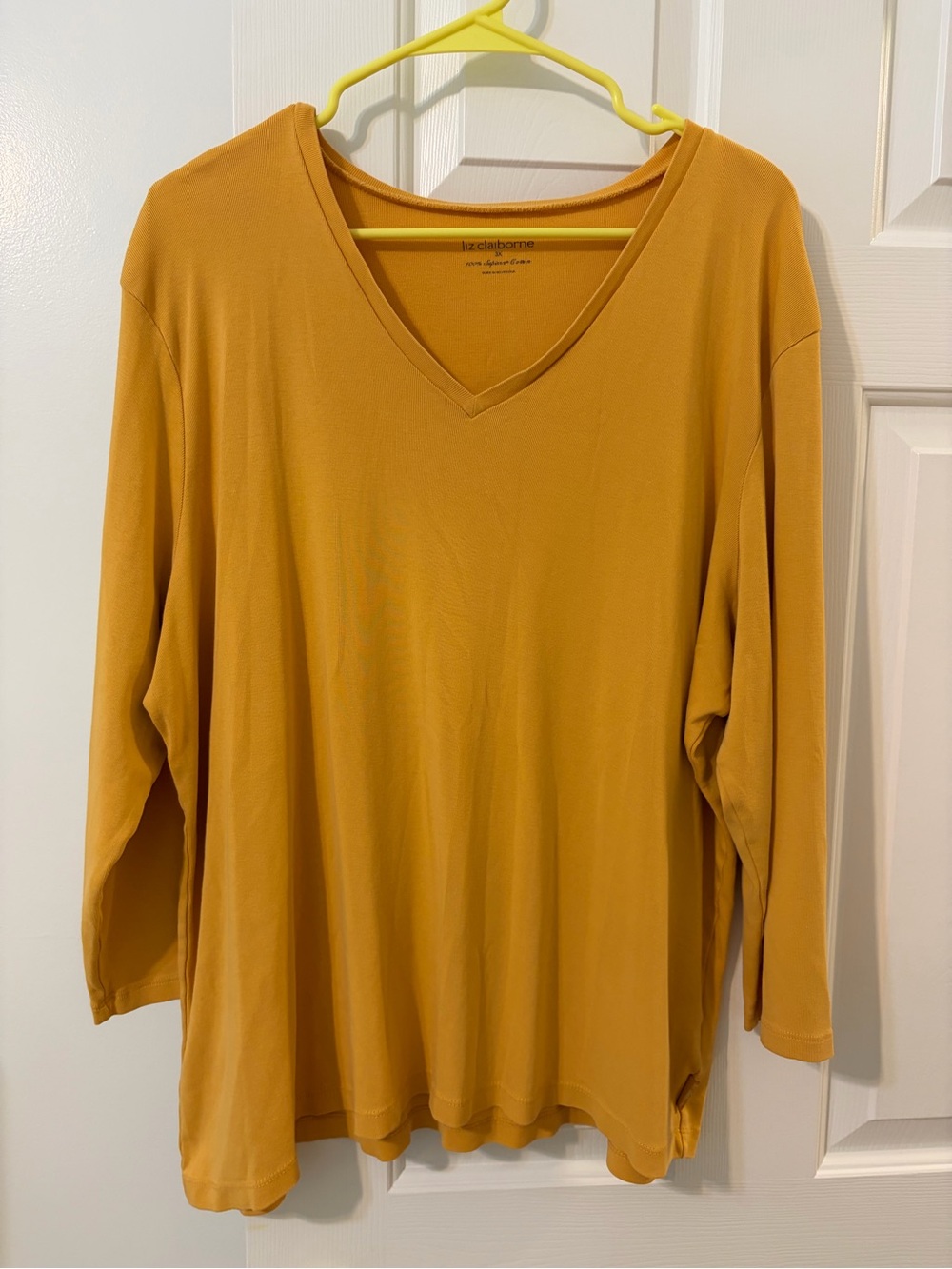 Liz Claiborne Golden Mustard V-Neck Long Sleeve Top